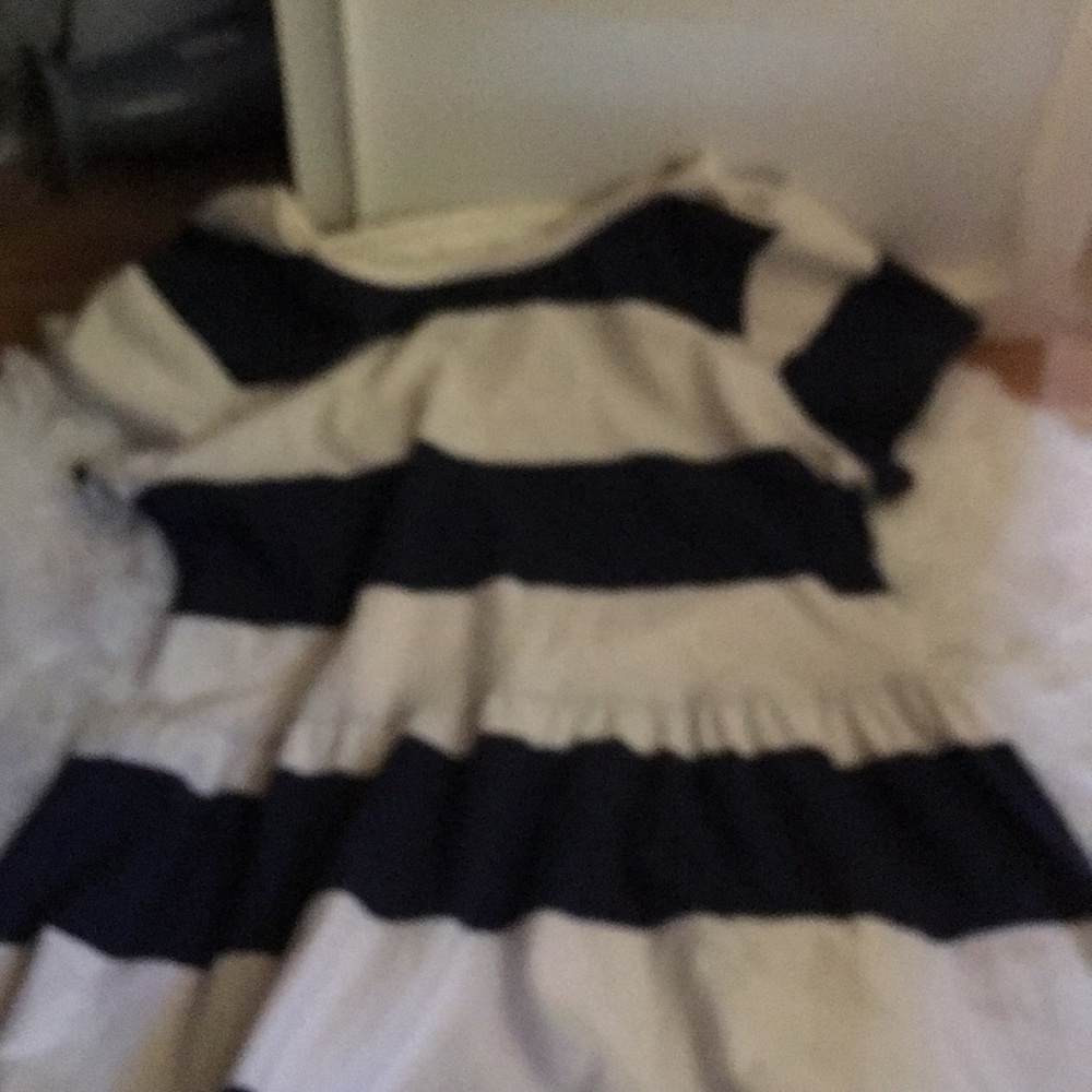 Blue and white striped dress